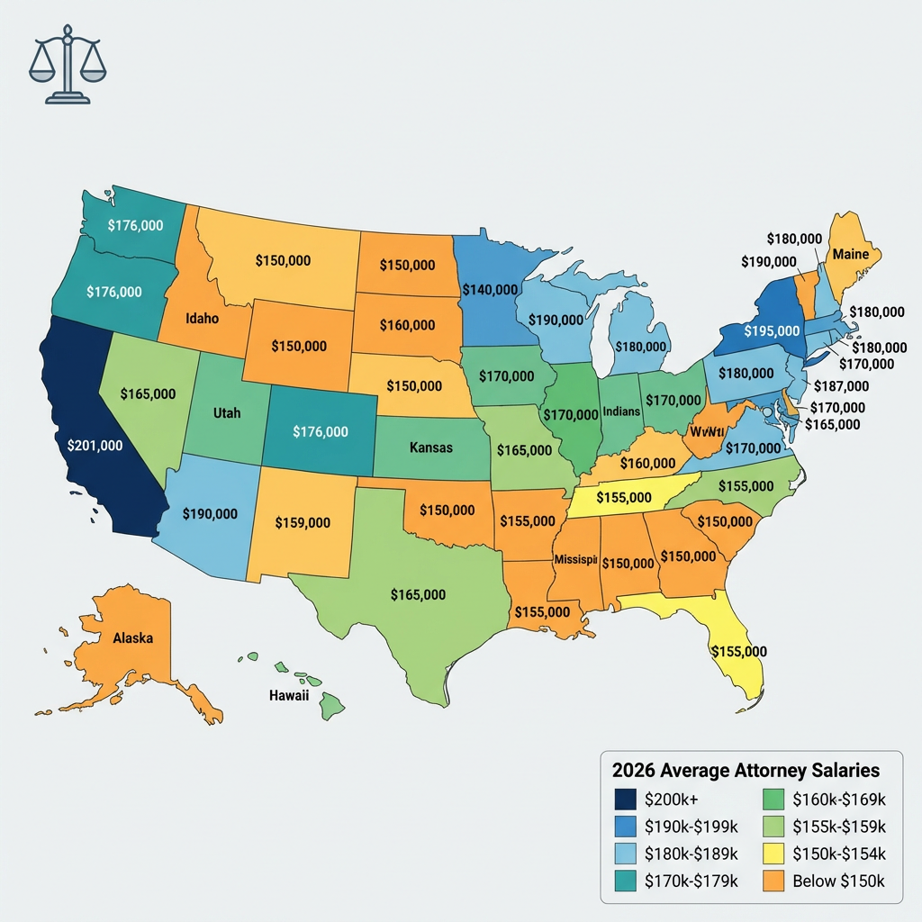 Average Attorney Salary By State in US 2026